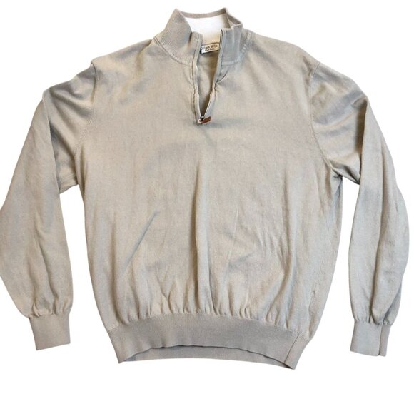 Collars & Co. Men's Pullover Sweatshirt XL With Quarter-Zip Beige 100% Cotton - Picture 1 of 10